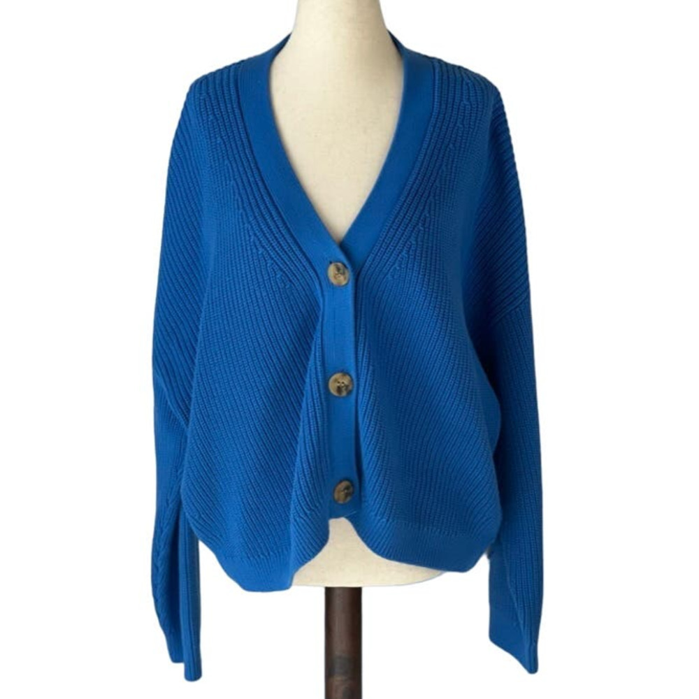 Whistles Royal Blue Button-Up Cardigan